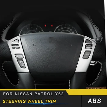 

For Nissan Patrol Y62 Auto Car Styling Steering Wheel Panel Chrome Cover Trim Frame Sticker Interior Accessories