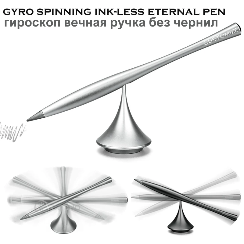 Gyro Spinning Permanent Eternal Pen Ink-Less Pencil Metal Creative Gift Black/Silver/Gray Office and School Stationery |