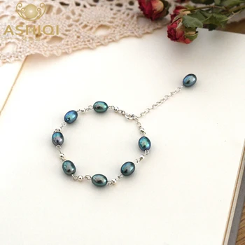 

ASHIQI Natural Freshwater Pearl 925 Sterling Silver Bracelet Handmade Bracelet Fashion Women