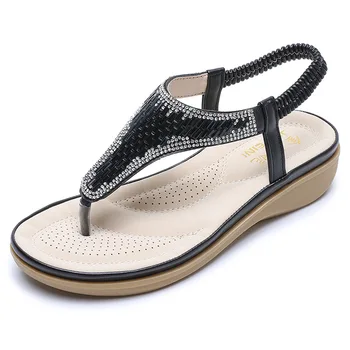 

2020 New Simple Design Size 35-42 Women Sandals Comfortable Platform Non Slip Summer Fashion rhinestone Casual Shoes womanm