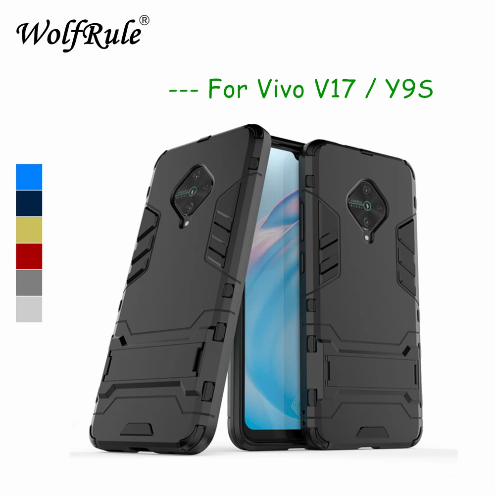 Чехол для Vivo v17 мягкий резиновый + пластиковый чехол с подставкой V17 телефона Y9S Funda