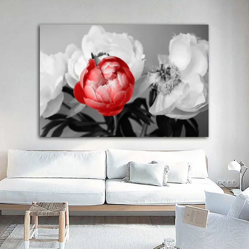 RELIABLI арт красно белое платье с цветочным рисунком фотографии холст картины Wall ART