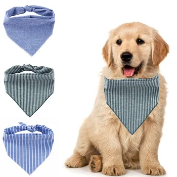 

Fashion Striped Pet Bandanas Cotton Washable Dog Bandanas Scarf Bowties Collar Pet Dog Triangular Bib Scarf For Puppies Kitten