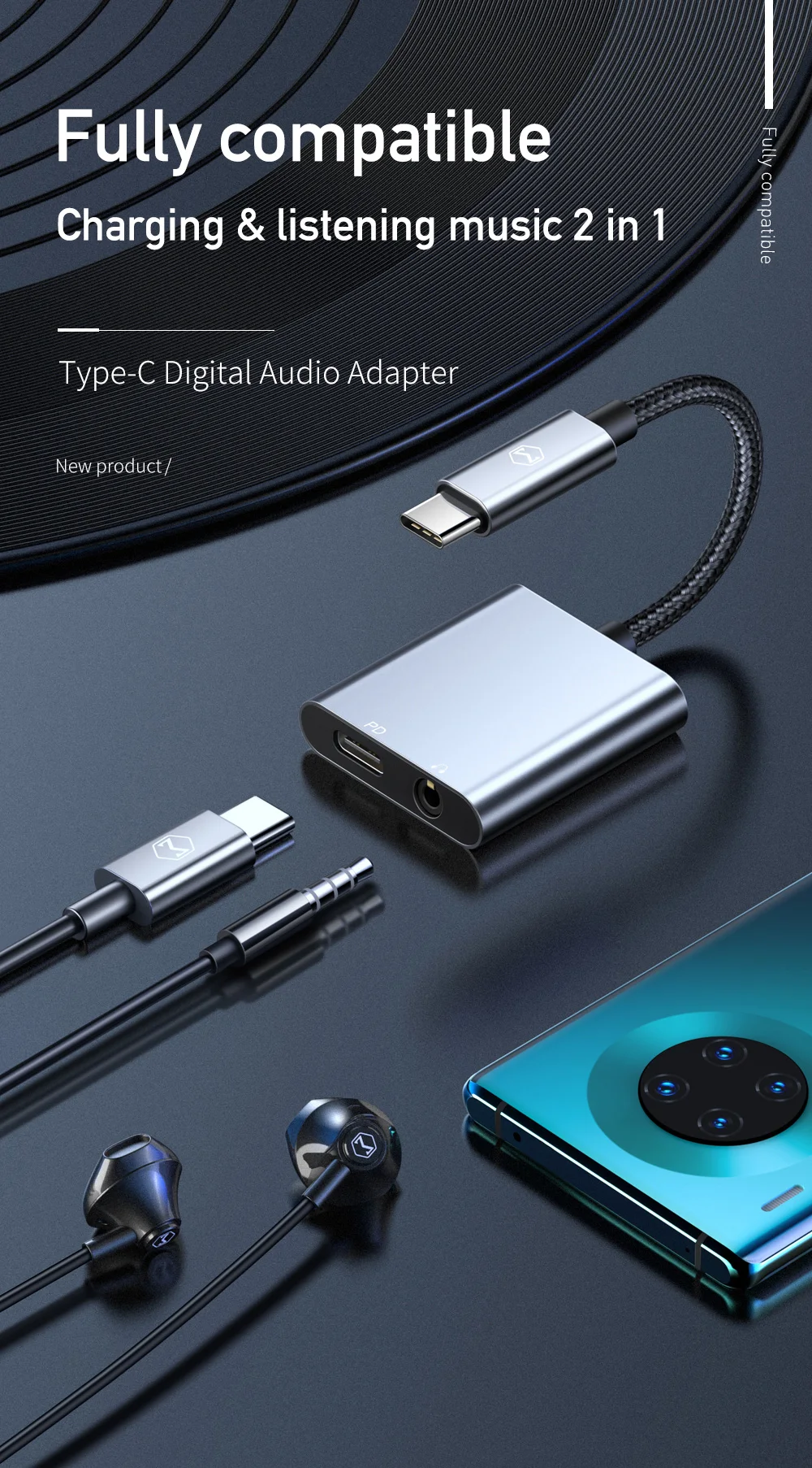 Mcdodo 60 Вт PD USB C до 3,5 мм+ тип-c для наушников цифровой аудио адаптер DAC Hi-Res Aux кабель для iPad Pro Macbook samsung S10 huawei