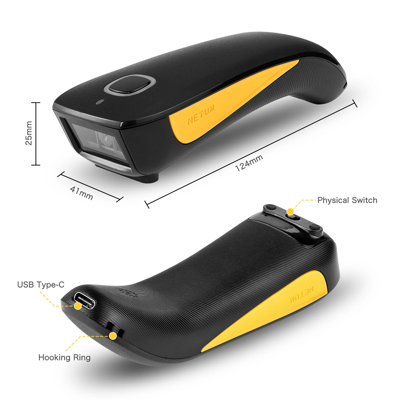 Bluetooth Wireless 2D Barcode Scanner Handheld Pocket QR Bar Code Reader PDF417 For Mobile Payment Industry