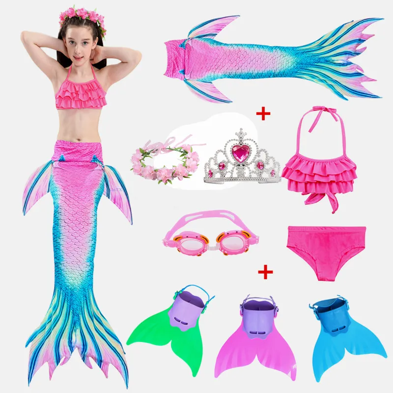 Детские хвосты маленькой русалки для девочек с моноластами плавник купальник