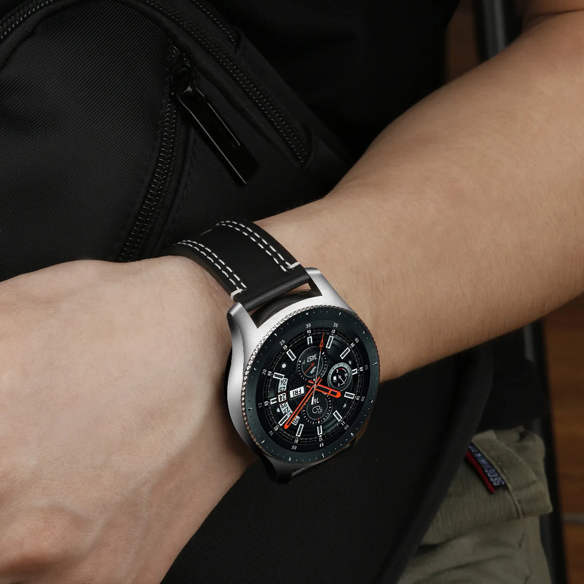 Кожаный ремешок huawei gt 2 для samsung gear sport S2 S3 Classic Frontier galaxy watch 46 мм ремешок 22 мм huami amazfit Bip мужские черные