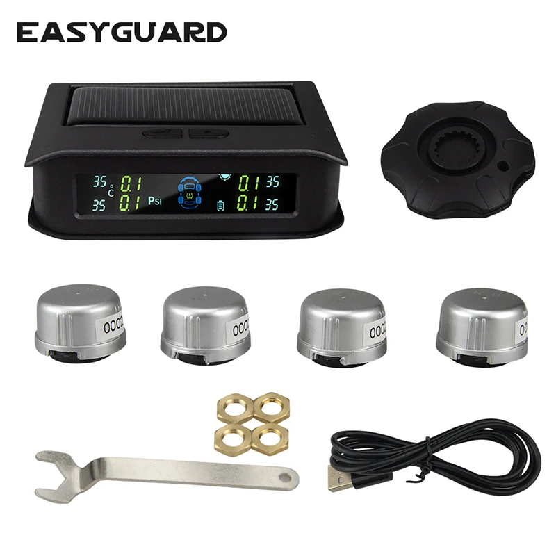 EASYGUARD автомобильный TPMS с солнечной панелью дисплей 0-3.5bar/0-50PSI PSI или бар DC12V(внешний датчик T168W