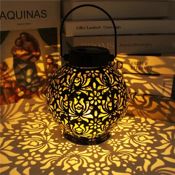 

Outdoor Garden Wrought Iron Lamp Solar Lantern Wrought Iron Hollow Lantern Lamp Led Garden Lamp