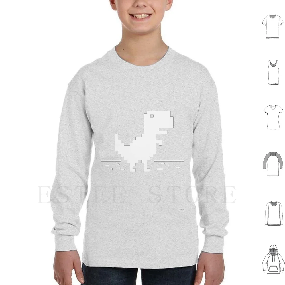 Chrome t-rex hoodie manga longa google chrome dino t rex dinossauro jogo  offline chrome pixel pixel arte geek - AliExpress