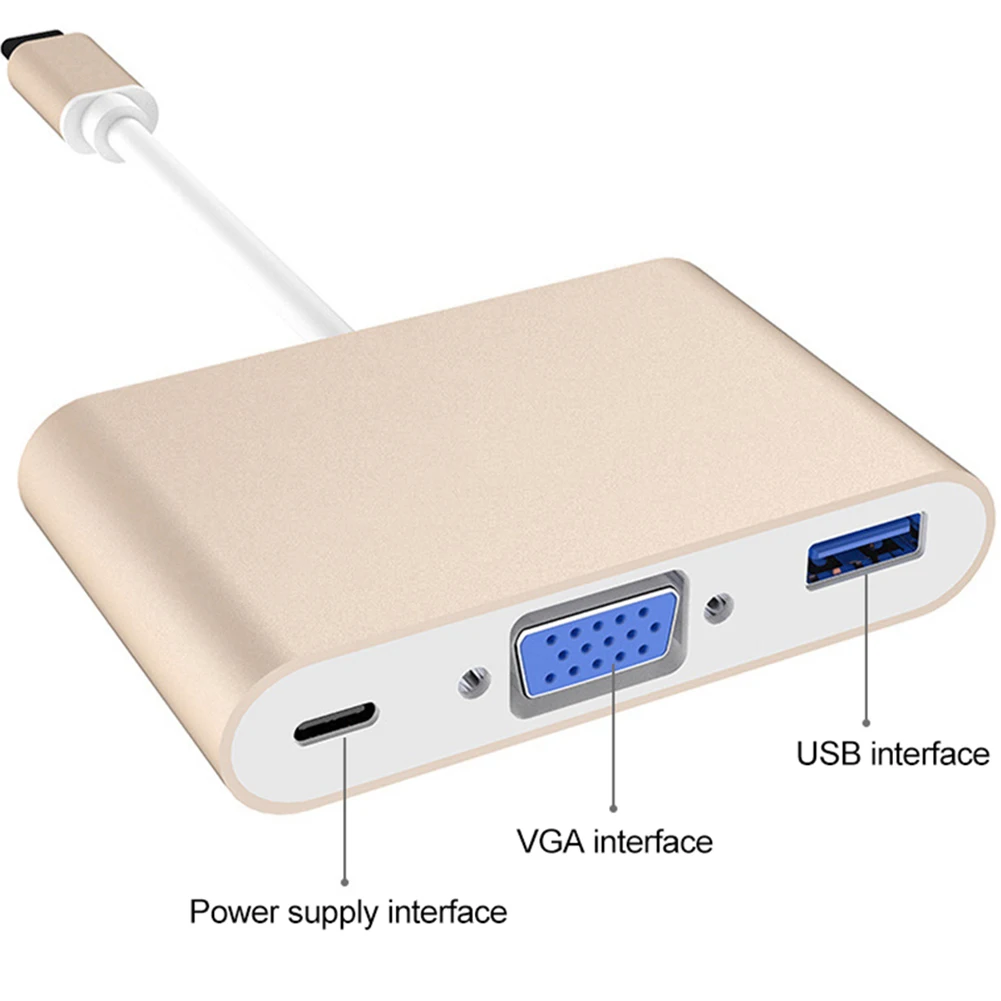 3 в 1 1080P HD type-C к VGA USB 3,0 адаптер конвертер кабель концентратор для MacBook