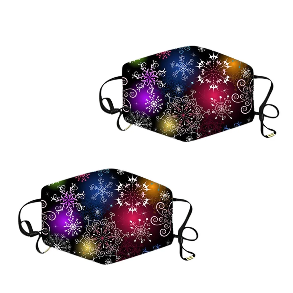2 шт. модная многоразовая маска для лица взрослых Рождественские принты