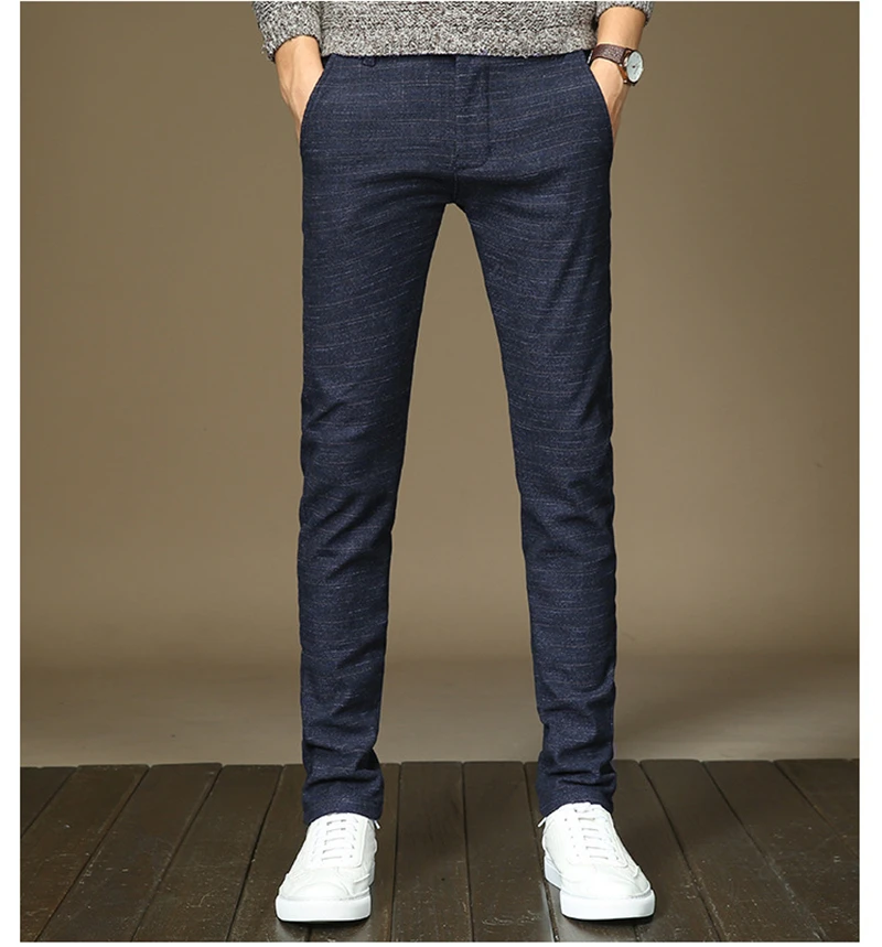 Mens Winter Fleece Warm Pants Men Korean Casual Slacks Slim Warm Thick Pants for Men Fashion Black Gray Blue Trousers Male,688