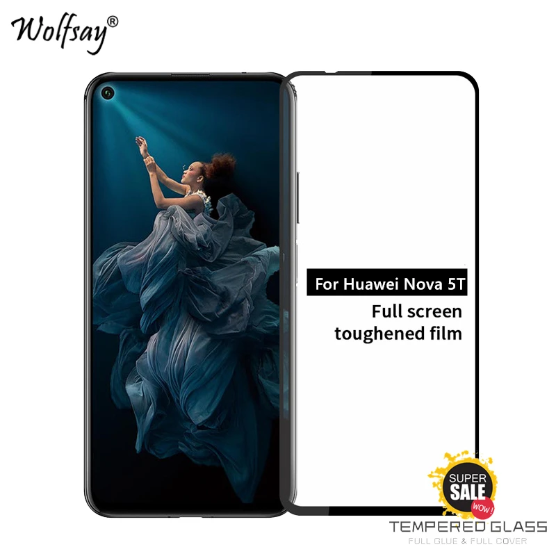 Защитное стекло с полным клеем для Huawei Nova 5T защитное закаленное пленка телефона |