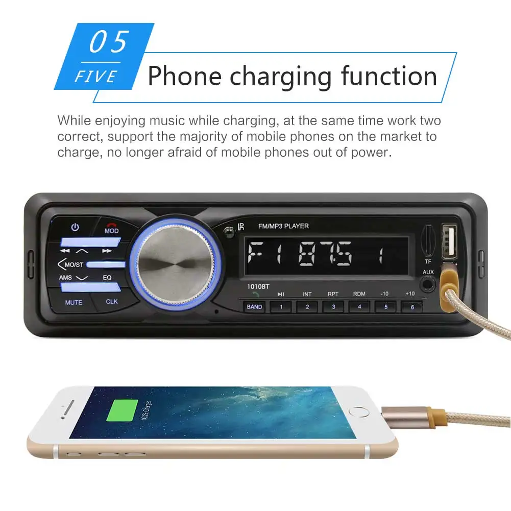 1010BT 1 Din Bluetooth Автомобильный mp3 плеер стерео аудио плеер с fm-радио AUX SD карта U Диск Играть ЖК-пульт дистанционного управления