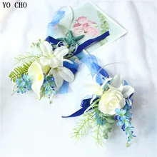 Шелковый цветок розы, корсаж, браслет для подружки невесты, искусственный цветок, Свадебные Мужские бутоньерки, Свадебный корсаж, браслет, аксессуары