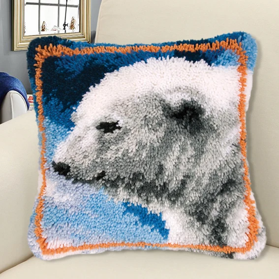 5P-BZ367 43x43cm Tiger Lion Latch Hook Pillow Sets Forest Style Cushion Embroidered Crafts Latch Hook Rug Kits DIY For Needlework Punk Stripes F - Цвет: 5P-BZ367 43x43cm