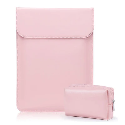 pink sets Новая сумка для ноутбука из искусственной кожи для мужчин и женщин с магнитной адсорбцией для Macbook Air 11 12 13 чехол Pro 15 Touch Bar Ультратонкий чехол - Цвет: pink sets