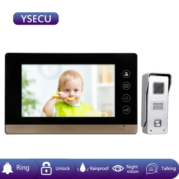 

YSECU Video Intercom Entry System Kit 7 Inch Wired Video Door Phone Doorbell Rainproof Call Panel IR Camera for Home Villa House