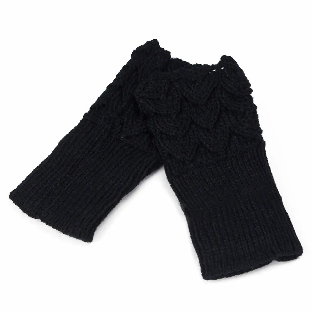 Женские теплые зимние короткие вязанные перчатки без пальцев женские перчатки одноцветные перчатки на Рождество 10,9