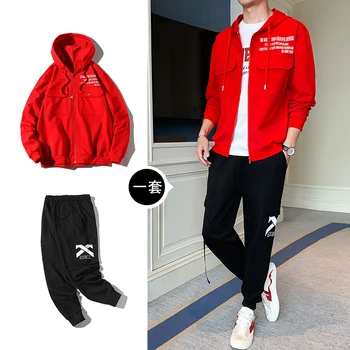 

Men Sets Tracksuit New Spring Autumn Sportswear Suit Splice Sweatshirt Male Fashion Clothes Two Piece Set Zipper Jacket + Pants