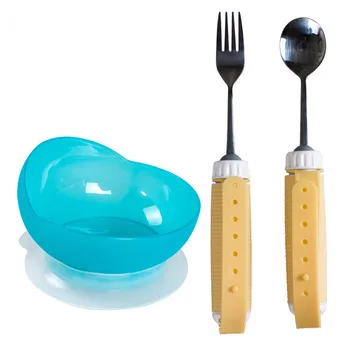 

TTLIFE Elderly Auxiliary Tableware Stroke Hemiplegia Disabled Person Anti-shake Stainless Steel Spoon Fork Bowl Eating Tableware