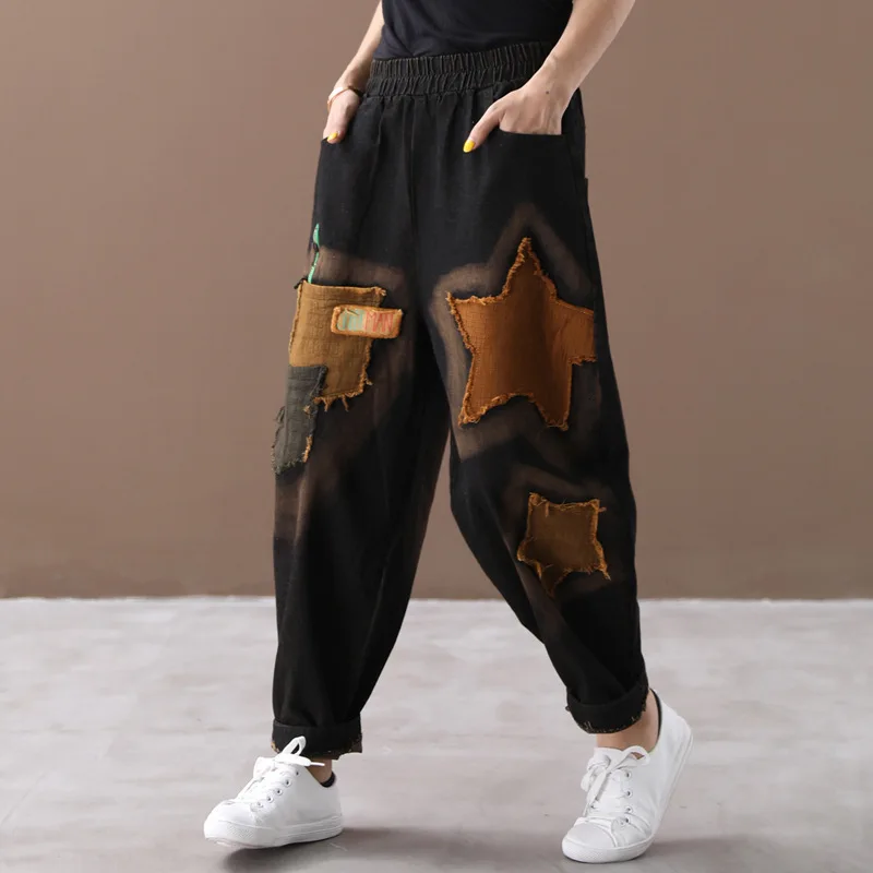 SOUL OF TIGER новые корейские брендовые модные стильные женские эластичные джинсы женские винтажные шаровары осенние повседневные брюки большие размеры