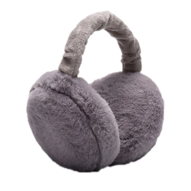 grey Fashion Cute Earmuffs For Women Imitation Rabbit Fur Winter Earmuffs Warm Female Ear Warmers Earflap Headband Wholesale - Цвет: grey