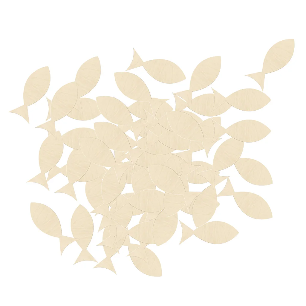 Unfinished Wood Fish Cutout Shapes, 1.57 Inch Tall, Ready to Paint or Decorate, Pack of 50 Fish Cutout for DIY and Decorations