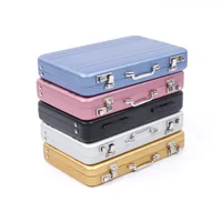 Mini Suitcase Business Card Holder Alloy Aluminum Metal Box Credit Card Wallet Business Card Case Stationery Desk Organizer 1