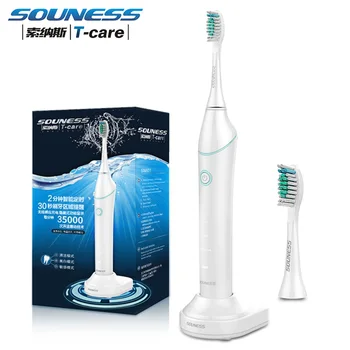 

SOUNESS Sonic Professional Oral Vitality Precision Clean Tooth Electric Toothbrush Wireless Rechargeable with 2 Heads SN601