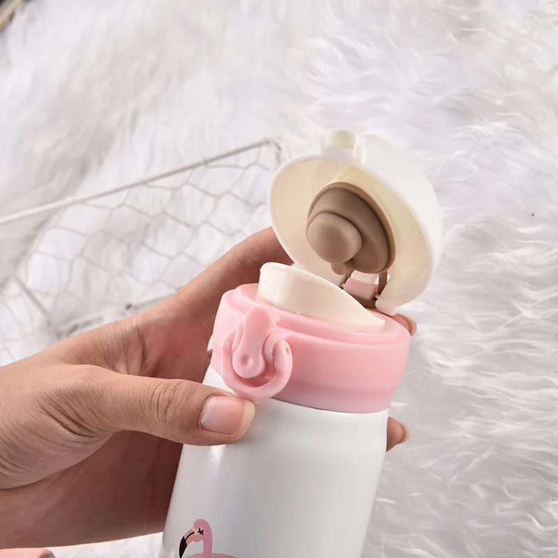 2019 NEW Bpa-free 500ML Stainless steel Portable Flamingo sports baby children vacuum Flasks water bottle Flamingo thermos cup