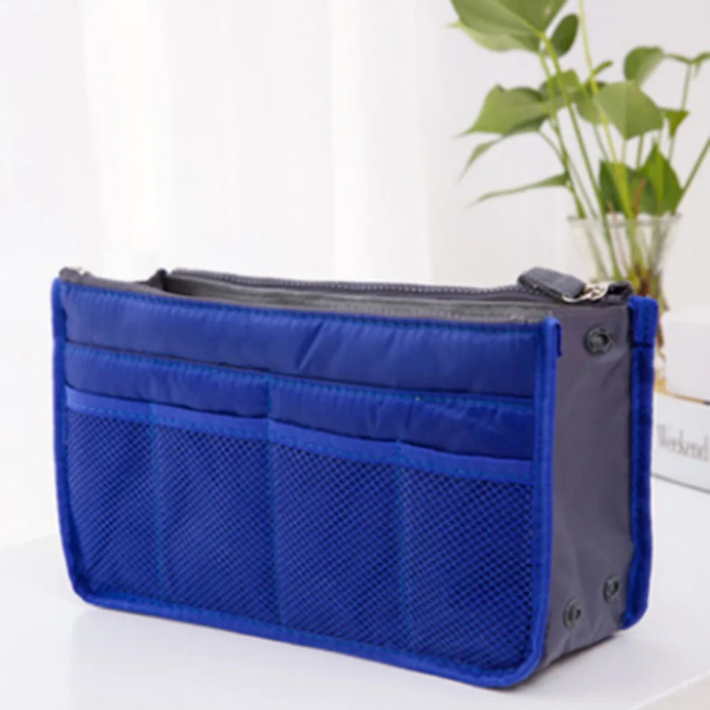 Blue Fashion Portable Women's Cosmetic Bag Make Up Bag Pouch Storage Organizer Makeup Case Casual Travel Handbag Cosmetic Travel Bag - Цвет: Blue