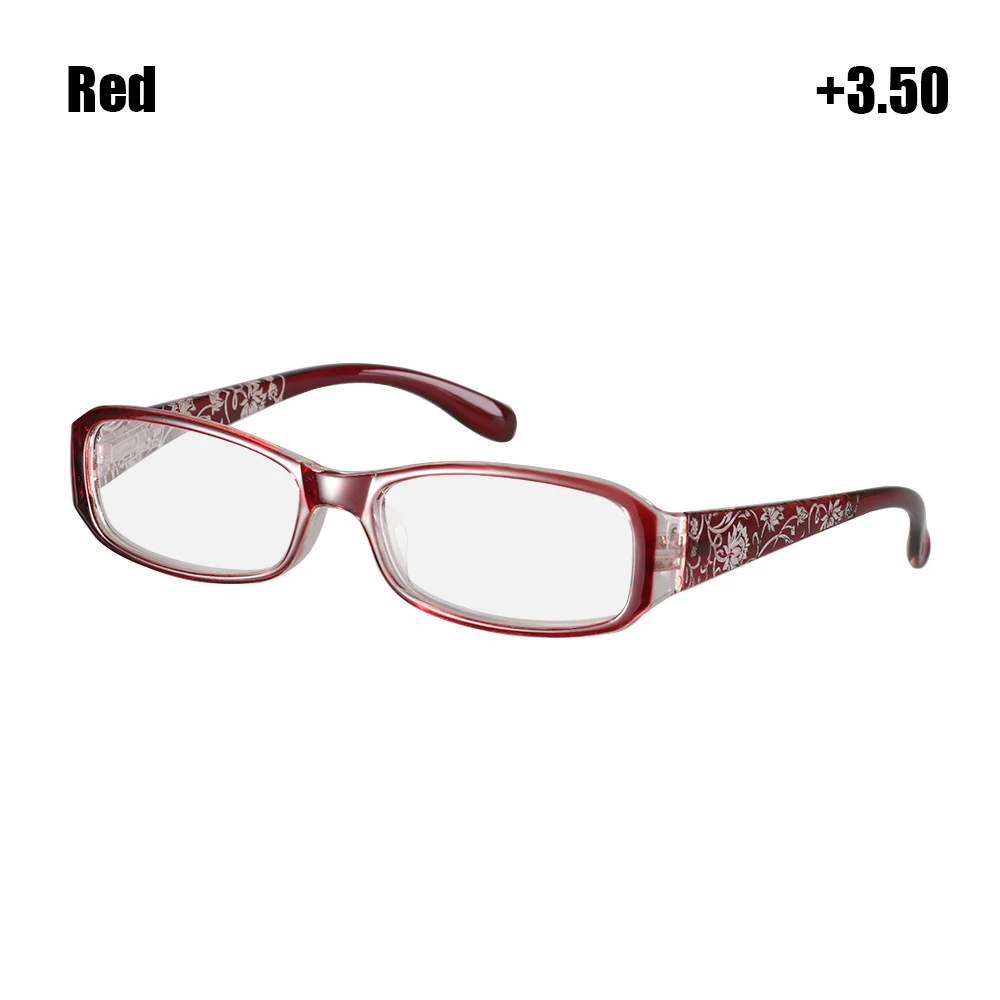 red 3.5 1 шт., очки для чтения с цветочным принтом, ультра-светильник, смола+ 1,00~+ 4,0, диоптрийные очки, Уход За Зрением, весенние шарниры, новые модные очки - Цвет оправы: red 3.5