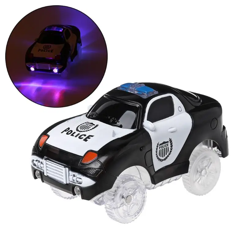 Светодиодный игрушечный автомобиль DIY с мигающими огнями трек светящийся в темноте гоночные автомобили для детей 634F - Цвет: Черный