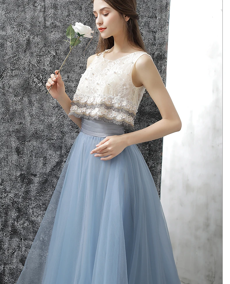 Vestido dama de honra, новинка, кружевное жемчужное платье в стиле бохо, 2 предмета, голубое, цвета слоновой кости, свадебное платье, robe demoiseur d'honneur
