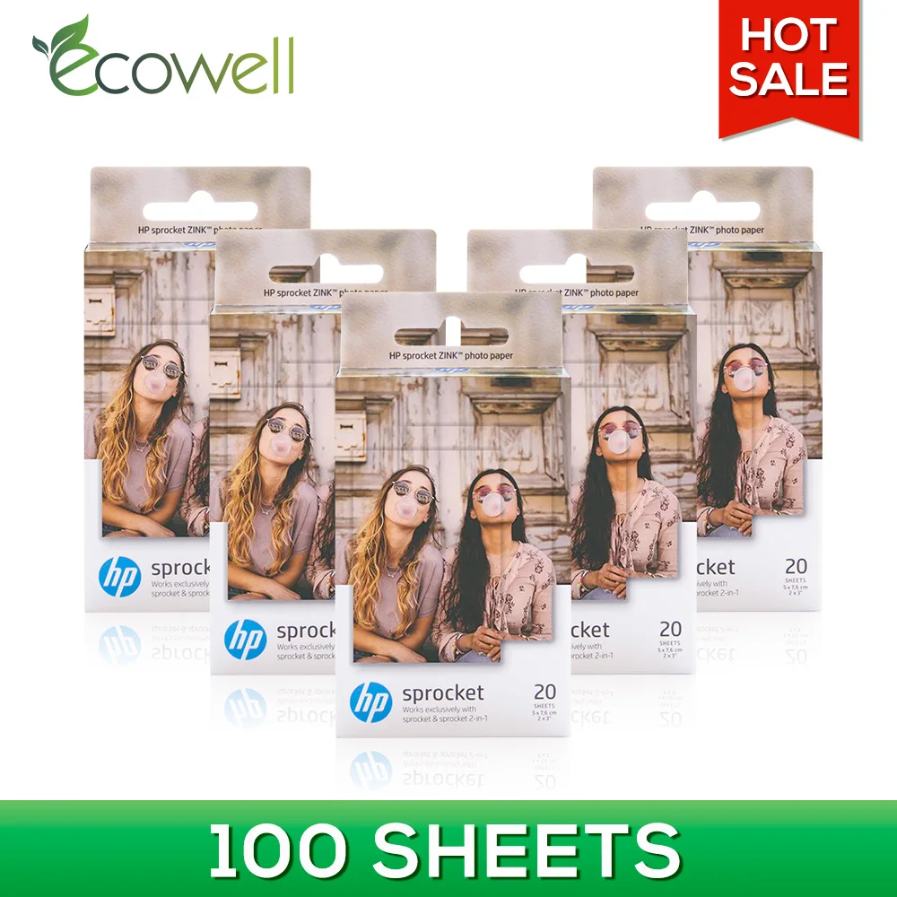 Ecowell 100 листов совместимых с HP звездочка Zink фотобумага липкой спинкой Звездочка