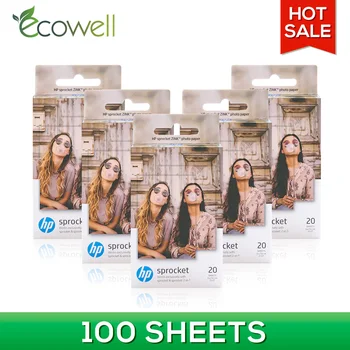 

Ecowell 100 Sheets compatible for HP Sprocket Zink Photo Paper Sticky-Backed Sprocket Paper Printing Photo 5 boxes 2*3 inch