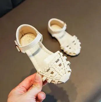 

Hot Girls Summer Sandals Baby Girl Toddler Kids Shoes Woven Soft Children's Beach Sandals Black Beige Brown