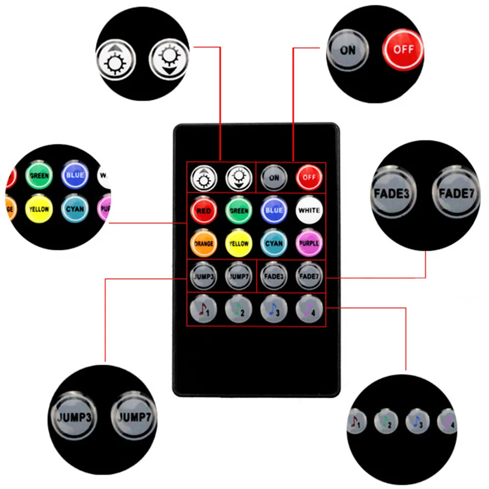 4 шт. автомобильный RGB светодиодный свет полосы Интерьер свет многоцветный музыка атмосфера звук активная функция светодиодный свет гибкая светодиодная лента