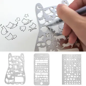 

Portable Stainless Steel Multi Functional Drawing Template Ruler Stencil Stencils for Agenda Planner Journal Scrapbook Diary