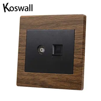 

2 Gangs Wall TV and Computer Socket / Outlet Wood grain material Weak electricity Without Plug adapter