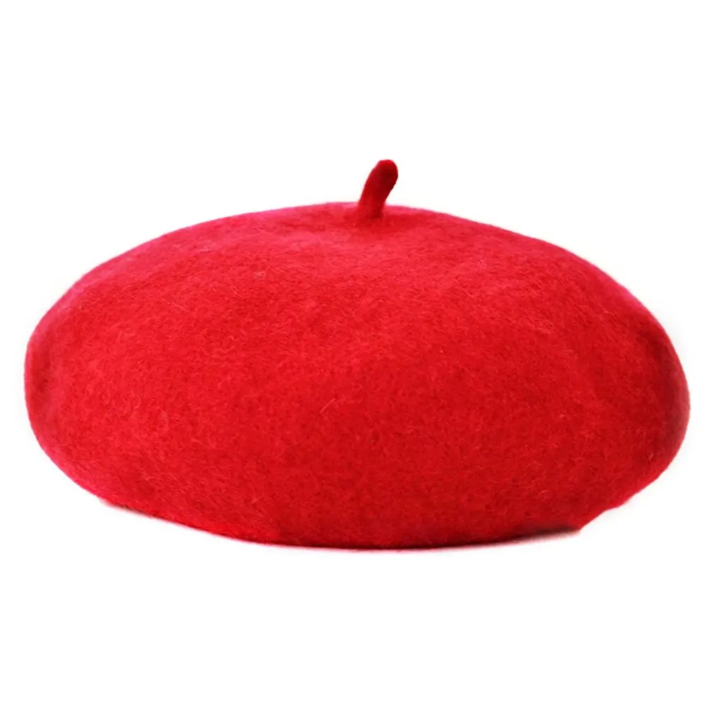 red Осенне-зимняя повседневная классическая детская шапка, однотонные винтажные Восьмиугольные береты, круглая мягкая удобная шерстяная шапка для девочек - Цвет: red