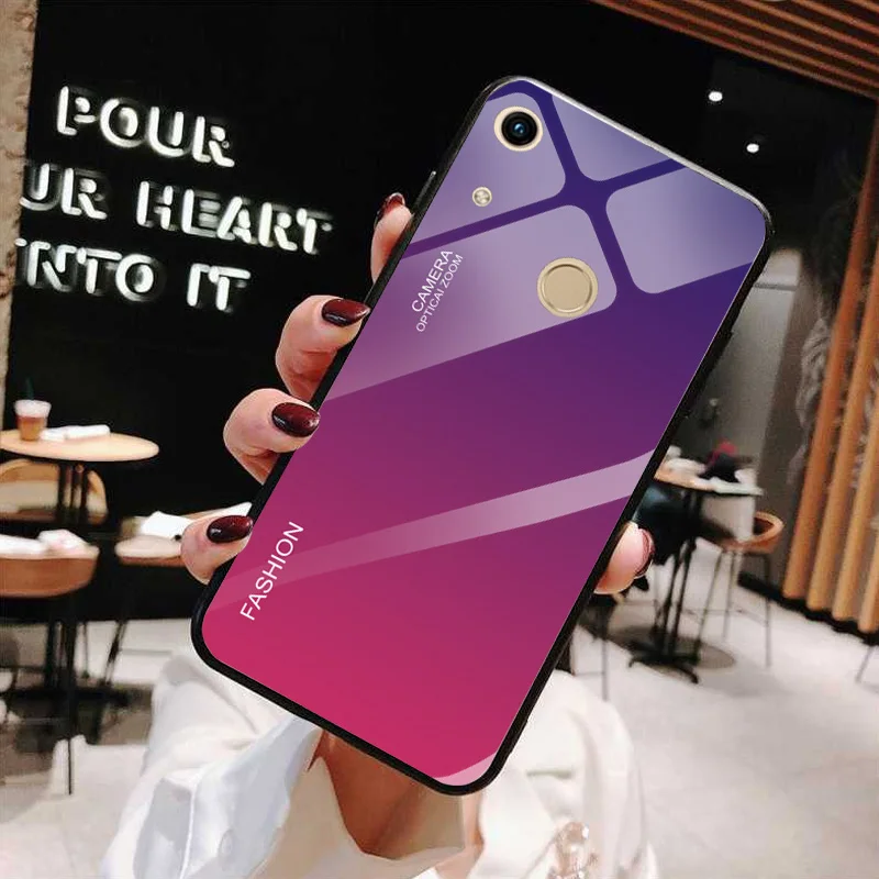 Градиентный чехол из закаленного стекла для Honor 8A 8 A 8a защитный чехол для телефона huawei Honor 8A задняя крышка Fundas