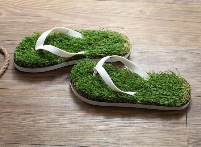 39 41 43 45 wholesale man grass flip flops sandals slippers new thick bottom platform slope beach male Lawn grass slippers