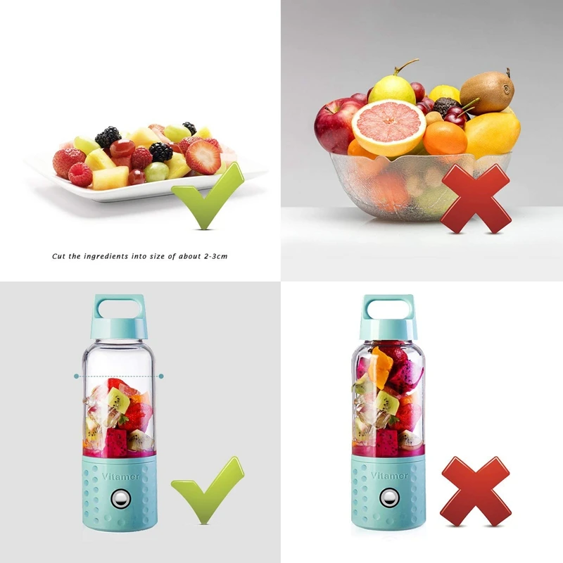 Top Deals 2pcs Portable Blender, Smoothie Blender USB Juicer Cup, 17Oz Fruit Mixing Machine with 4000MAh Rechargeable Batteries