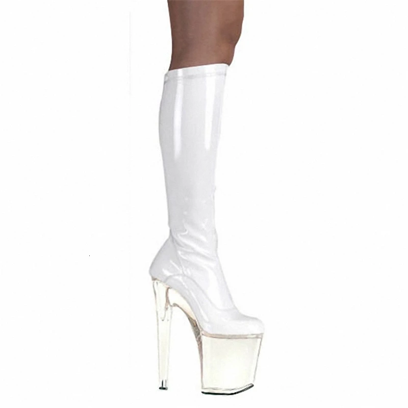 

European Style Classics Wedding Knee High-heeled Women Shoes Platform Boots Waterproof Round Toe Botas Crystal Mid-calf