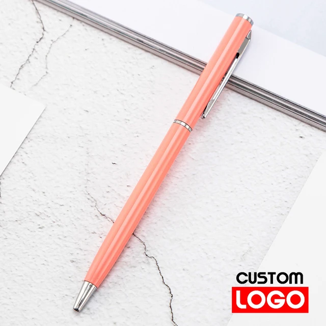 New Metal Ballpoint Pen Rose Gold Pen Custom Logo Advertising Ballpoint Pen  Lettering Engraved Name School&office Supplies Pink