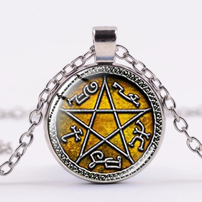 Супернатуральное ожерелье дина стимпанк пентаграмма демоны ловушка стеклянная