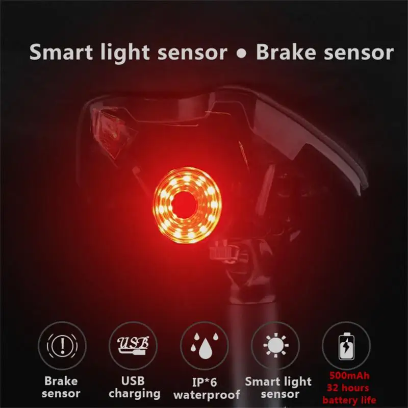 Usb Charging Tail Light Warning Bicyc Intelligent Brake Sensing Highway Bike Mountain Bicycle | Спорт и развлечения